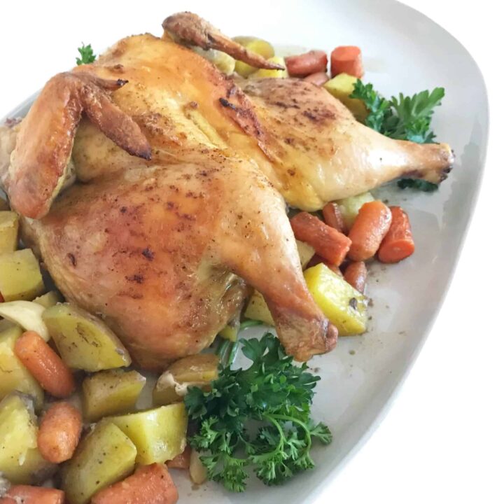 Roasted Cornish Hens Over Vegetables