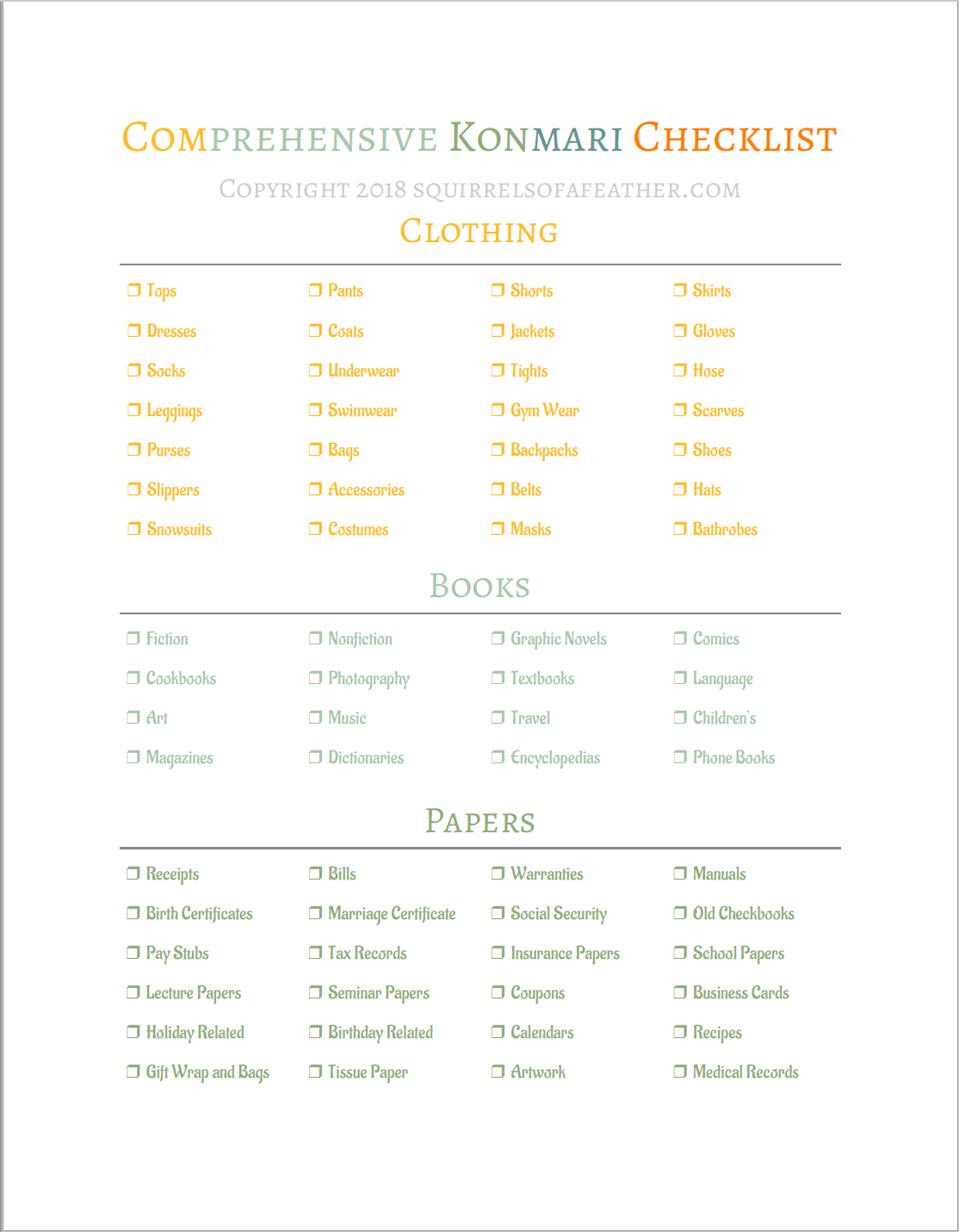 This KonMari Checklist is the Most Comprehensive Ever!