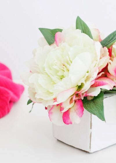 Close up of ceramic white chalk painted vase
