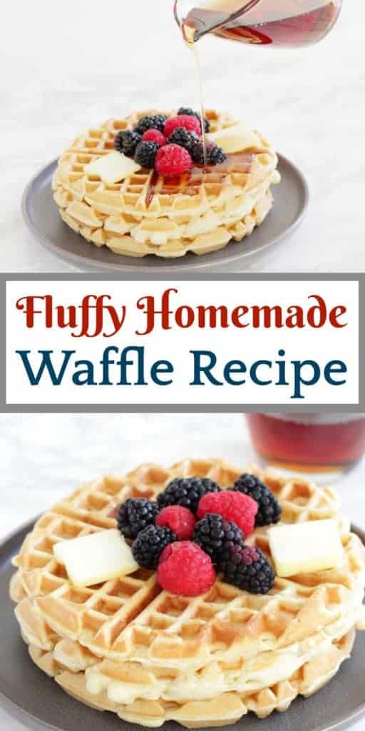 Long, vertical image of waffle recipe