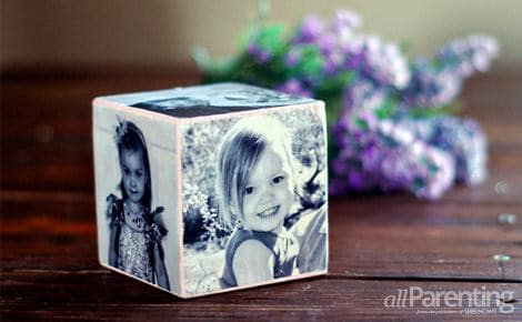 DIY photo block made of wood cube