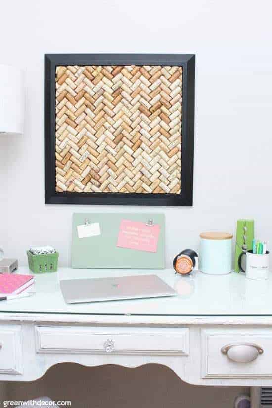 Herringbone patten DIY cork board