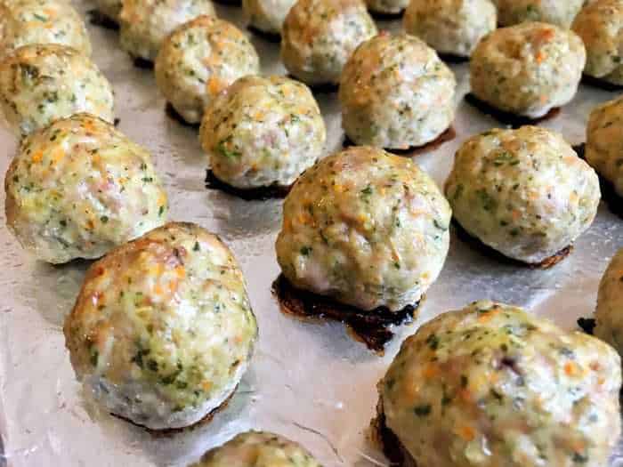 Baked vegetable meatballs on a pan