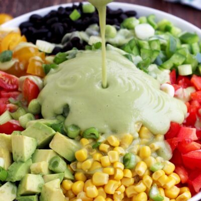 Close up of healthy vegan lunch salad