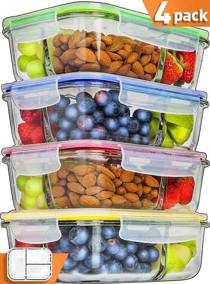 Glass meal prep stacking containers