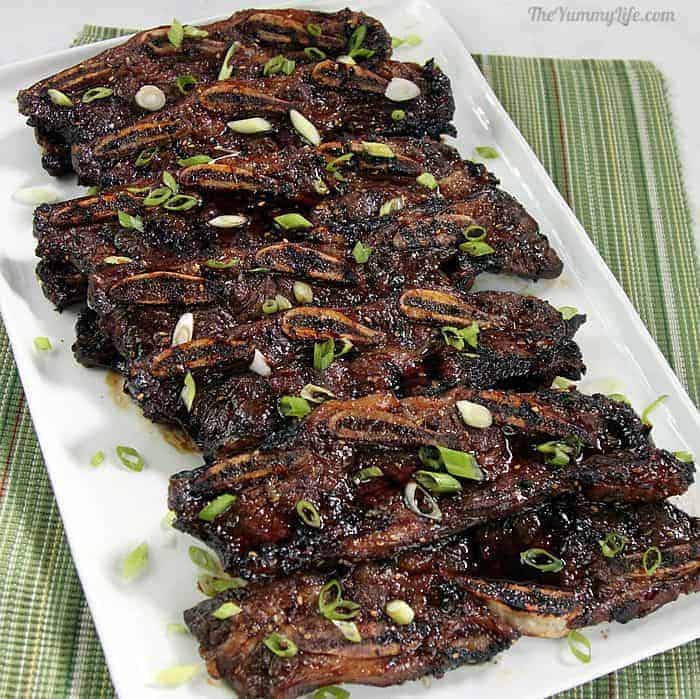 Korean galbi bbq short ribs on a plate