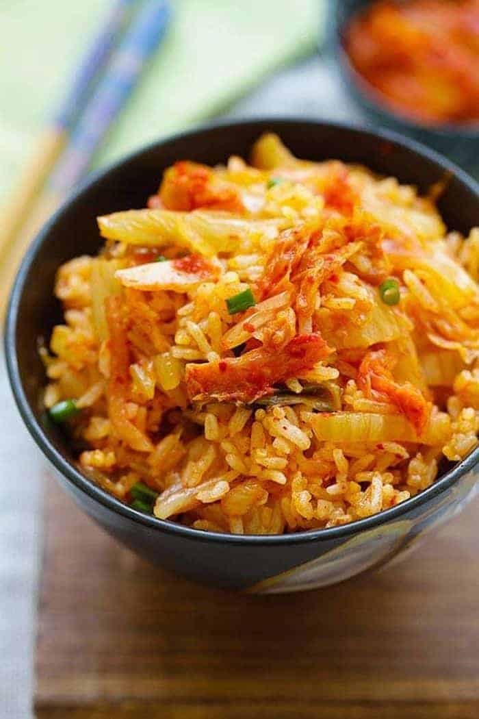 A close up of Kimchi fried rice