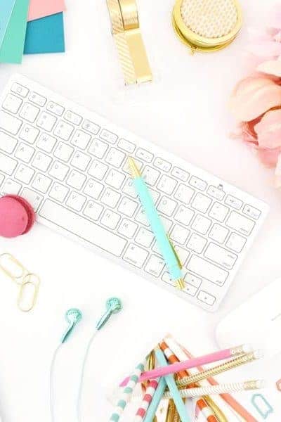 A work desk for a blogger with 10k pageviews