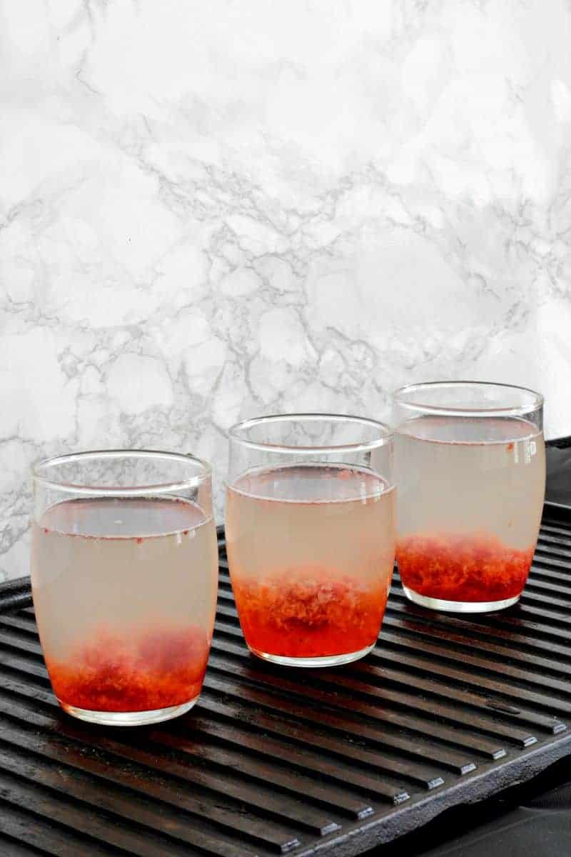 Three bloody drinks on a table for Halloween