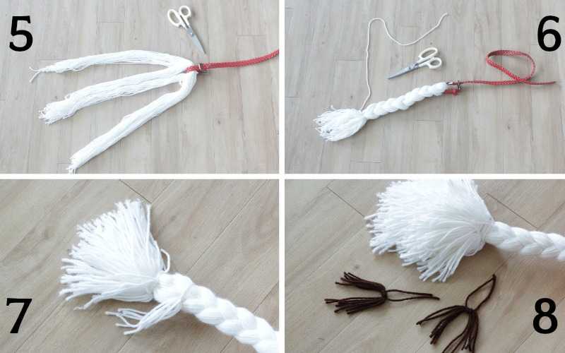 Steps for making yarn fox tail