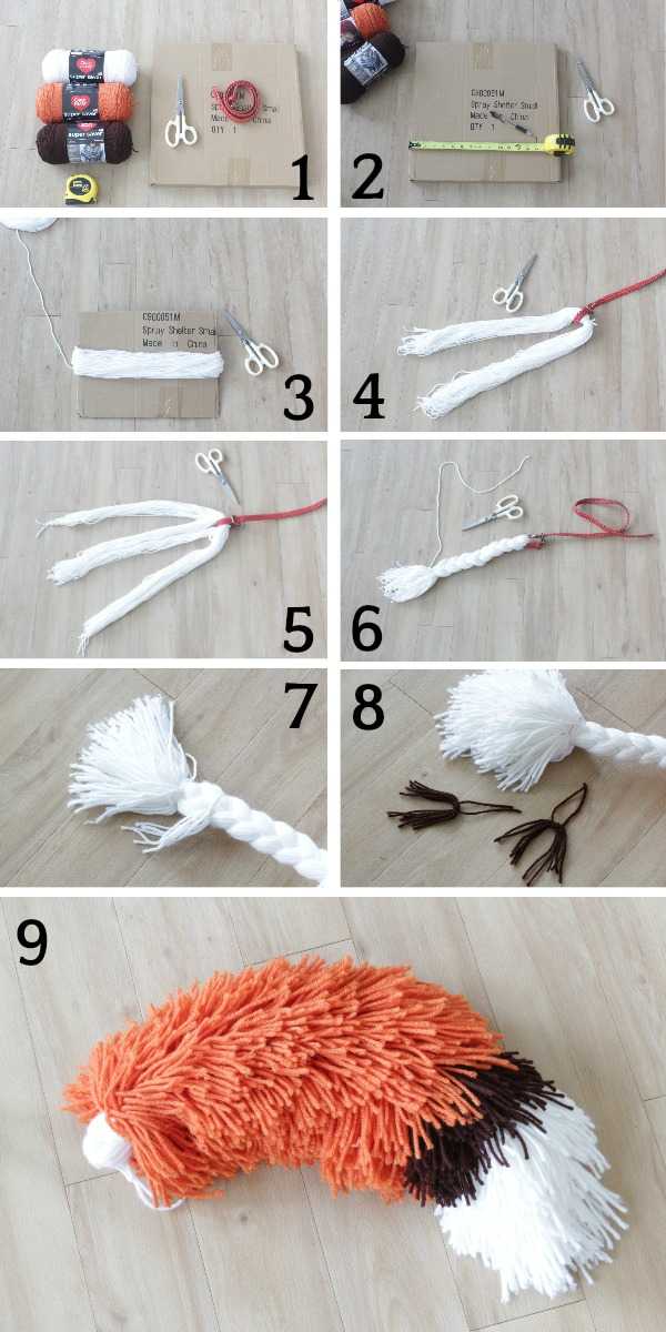 All steps to make yarn fox tail