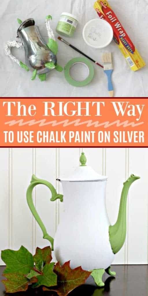 How to Chalk Paint Metal (Like This Upcycled Silver Teapot)