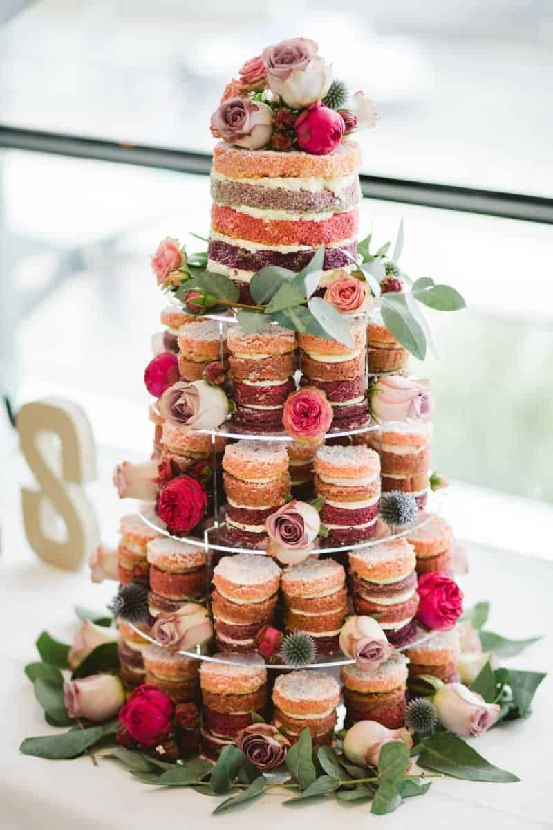 A stack of wedding cupcakes