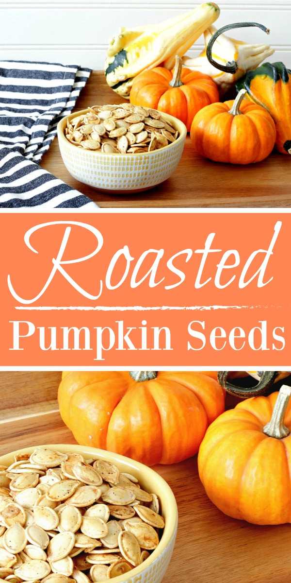 Pumpkin seeds on a table with gourds