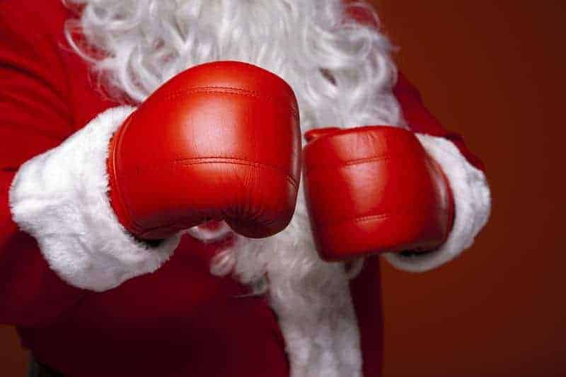 Budget Christmas Santa with boxing gloves