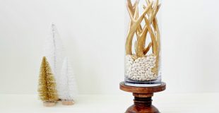DIY Christmas Centerpiece with Gold Antlers