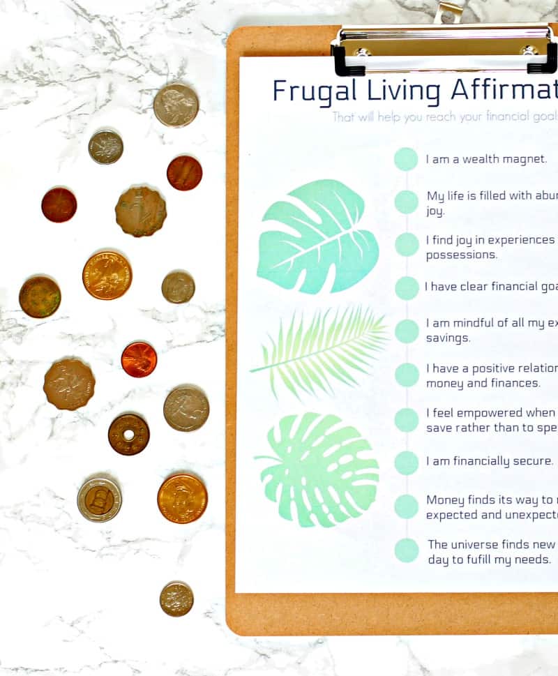 A checklist of frugal living affirmations to print