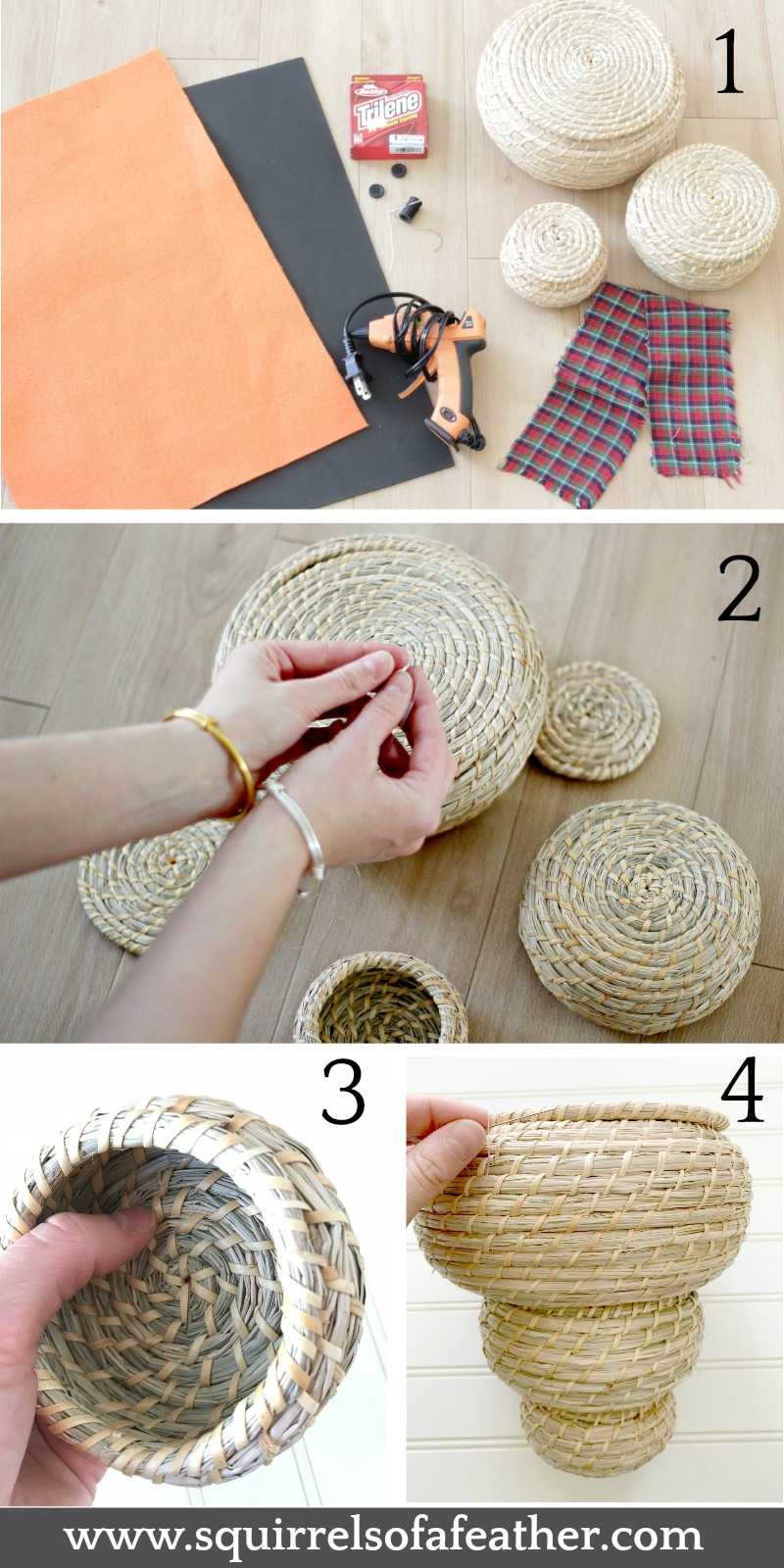Using baskets for snowman craft