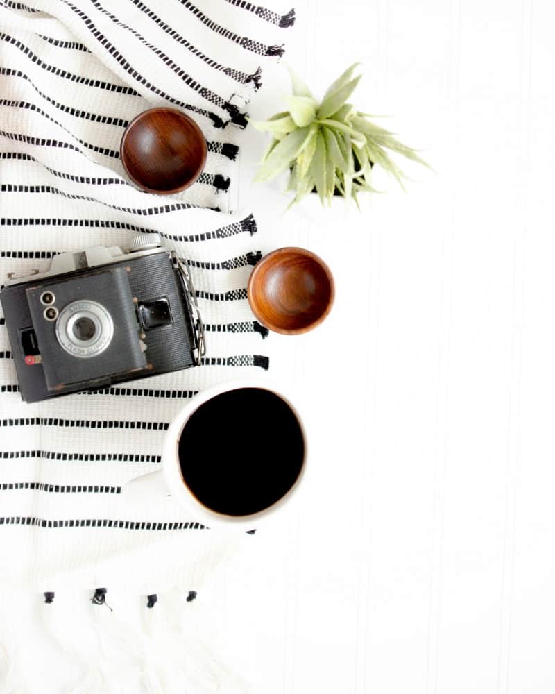 A camera and other items on a table