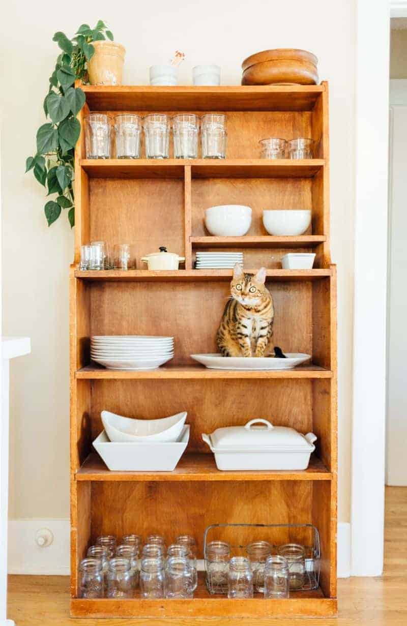 A tidy cabinet after KonMari method decluttering