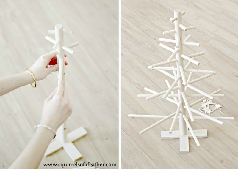 Cute Wooden Dowel Christmas Tree Kit Decorated with Edible Ornaments