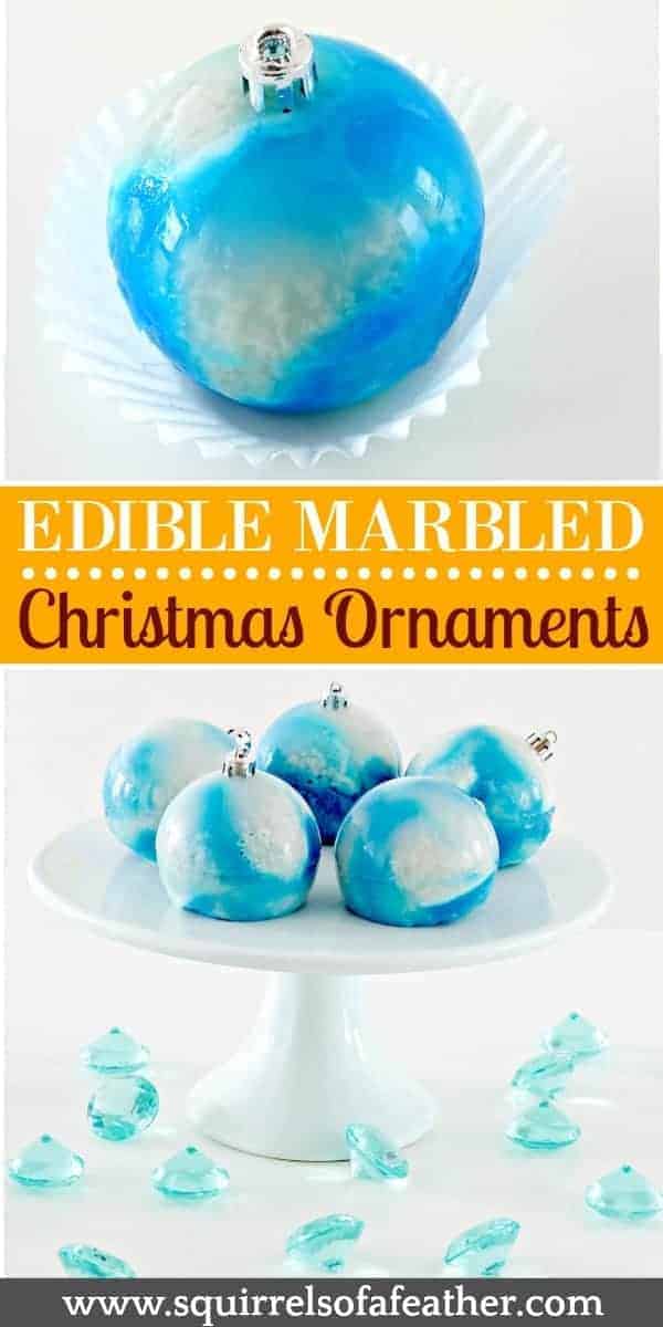 Blue edible ornaments on a stand