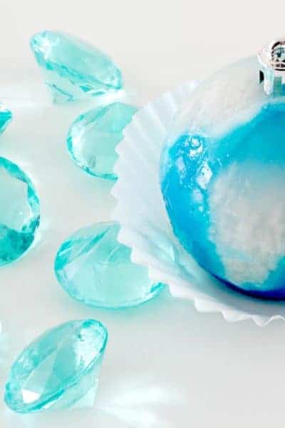 Close up of blue edible ornament