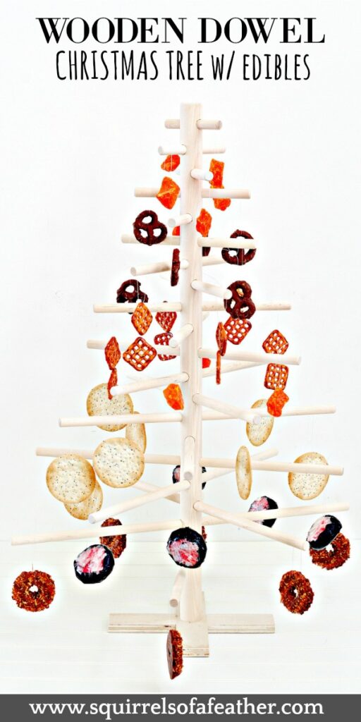 Cute Wooden Dowel Christmas Tree Kit Decorated with Edible Ornaments