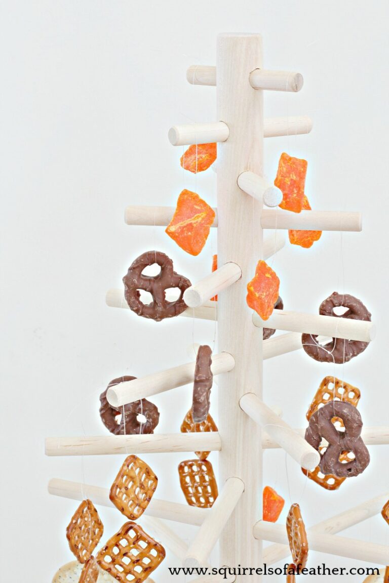 Cute Wooden Dowel Christmas Tree Kit Decorated with Edible Ornaments
