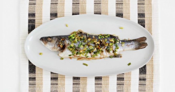 A Chinese fish prepared whole on a platter