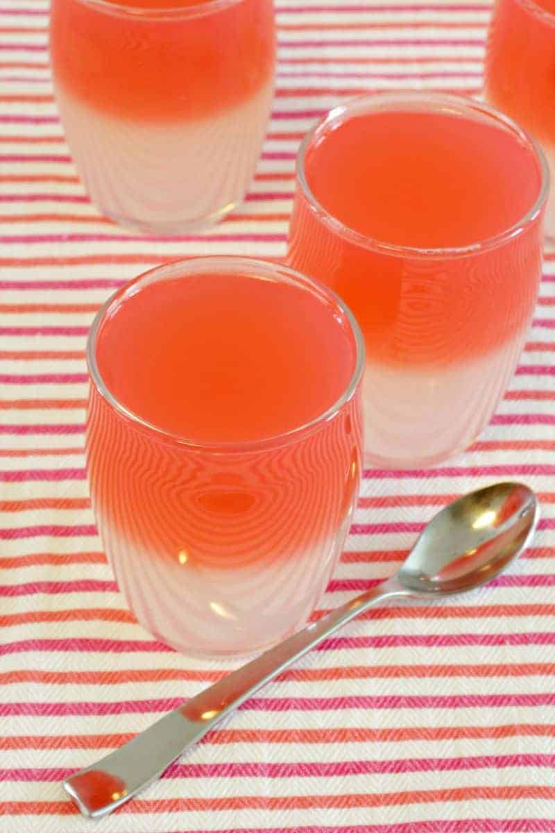 Close up of red fruit jelly cups