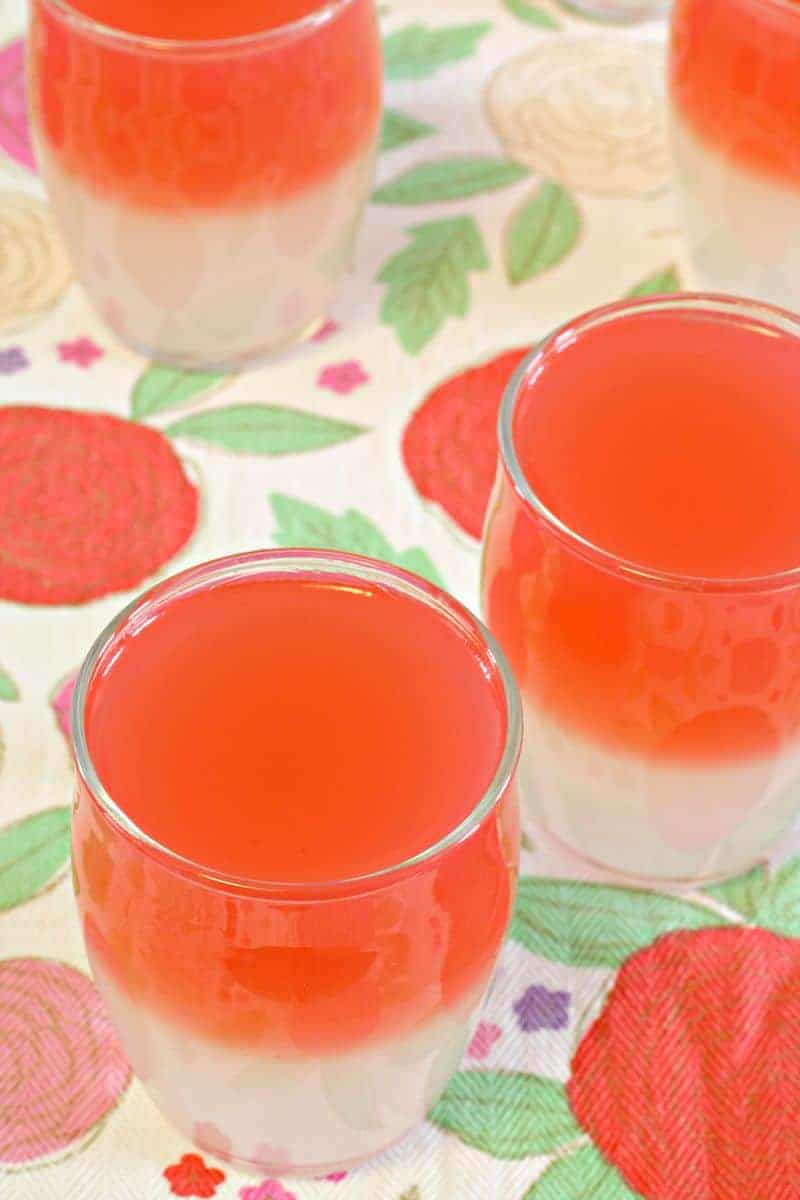 Close up of rosewater jelly on a table