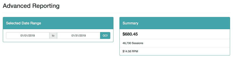 Shot of MediaVine ad income for blog