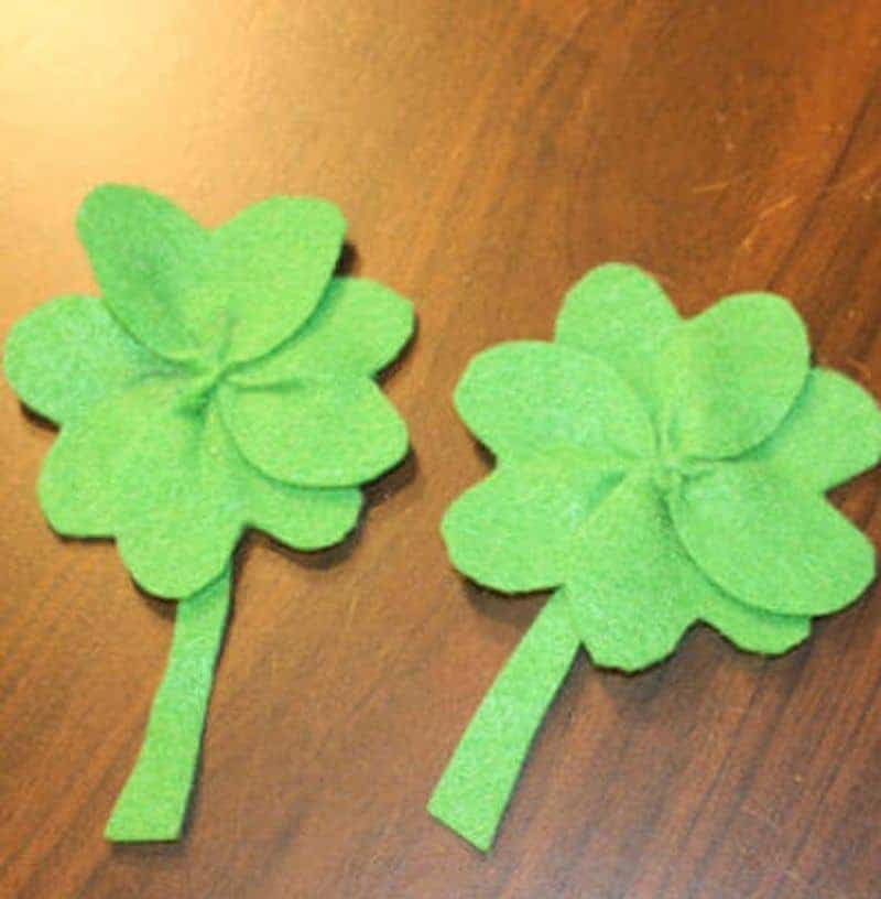 Felt shamrocks in green