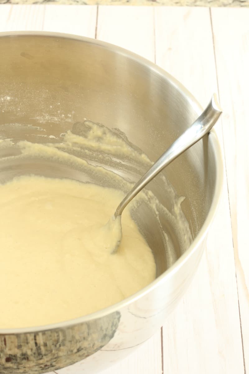 Close up of rice cooker pancake batter