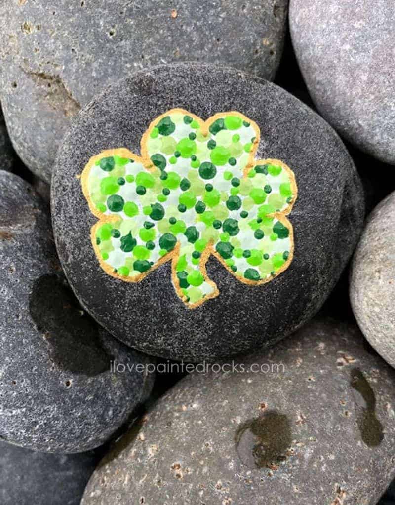 Shamrock painted rock