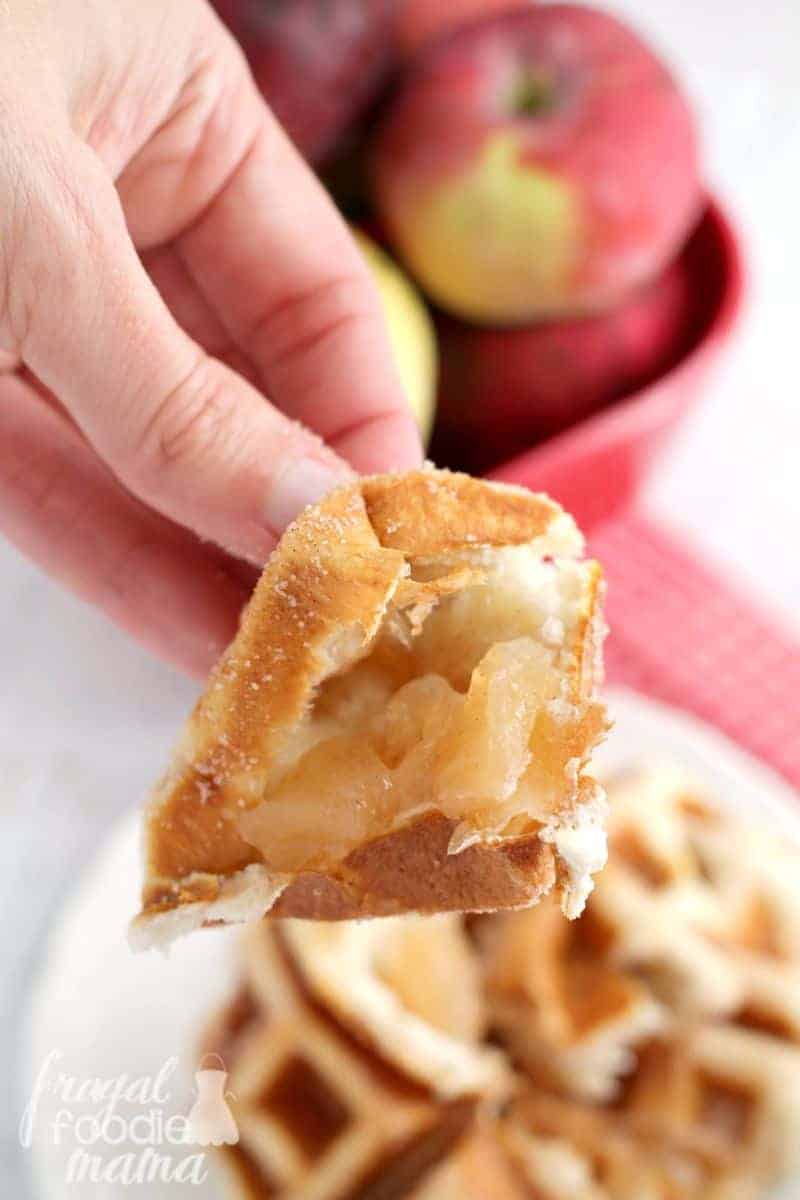 Shot of waffle iron dessert recipe being made