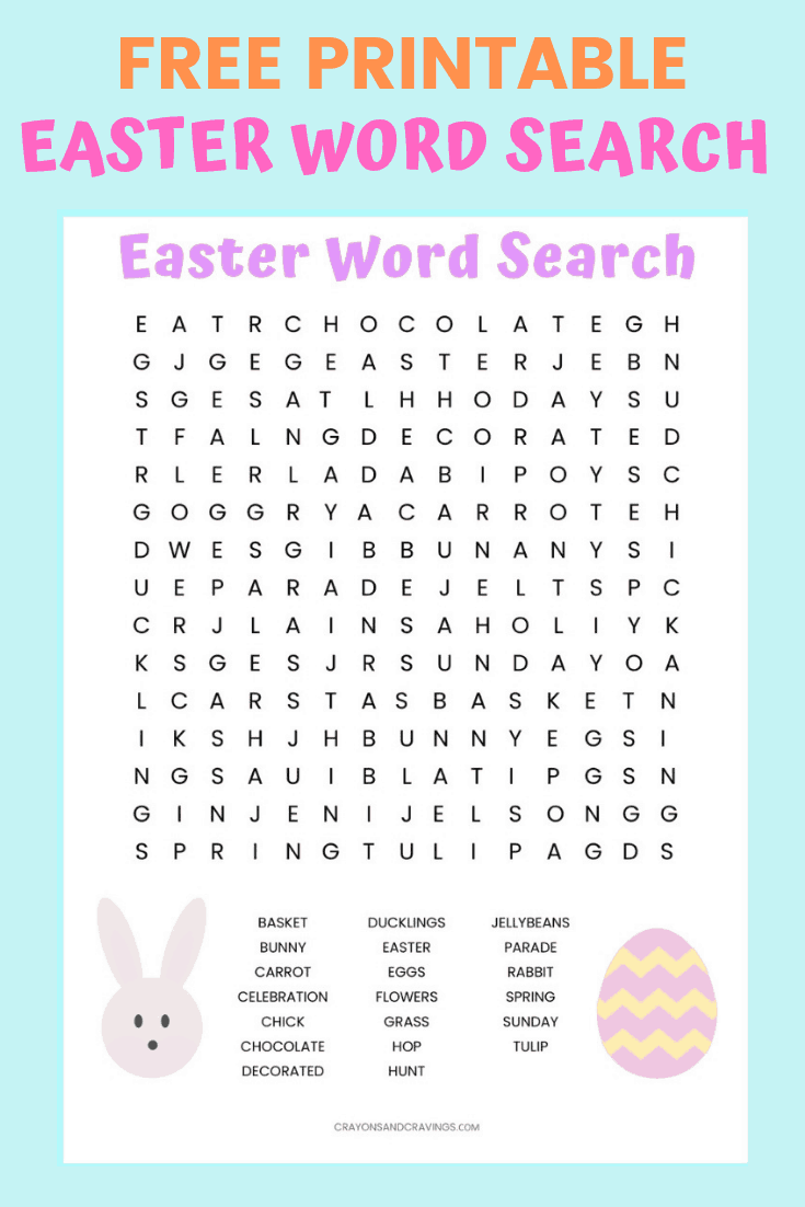 A free printable Easter word search game