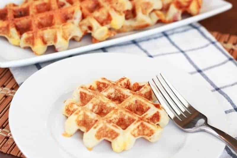 Mashed potatoes cooked in waffle iron