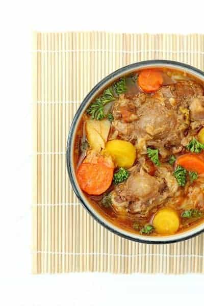 Oxtail soup on a bamboo mat