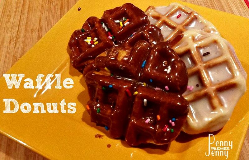 Waffle donuts with icing