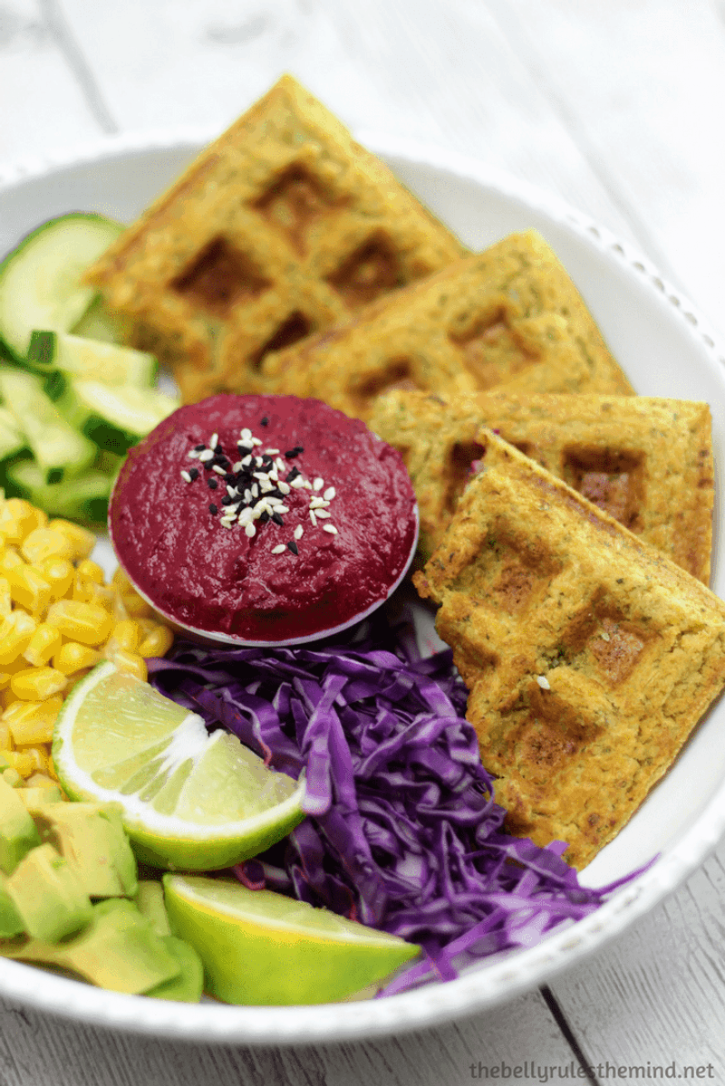 Falafel waffles in a bowl