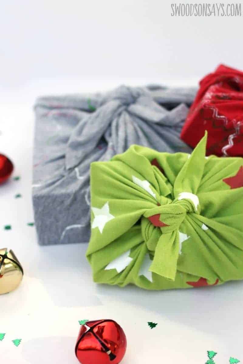 Repurposed shirts for gift wrap