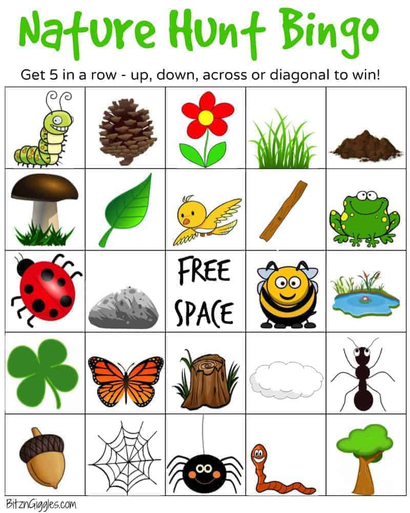 Free Printable Nature Scavenger Hunt Bingo Card