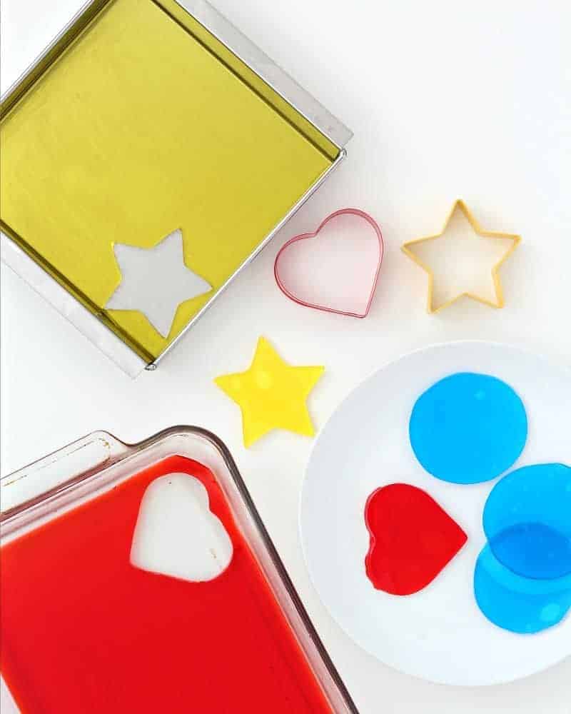 Cutting Jello Jigglers with cookie cutters