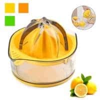 Kasmoire Citrus Orange Squeezer Manual Hand Juicer Lime Press Anti-Slip Reamer with Strainer and Container, Yellow, 5.1 x 3.9 inch