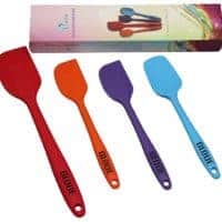 GLOUE Silicone Spatula Set-4-piece 450oF Heat-Resistant Baking Spoon & Spatulas - Ergonomic Easy-to-Clean Seamless One-Piece Design - Nonstick - Dishwasher Safe - Solid Stainless Steel-Multicolor