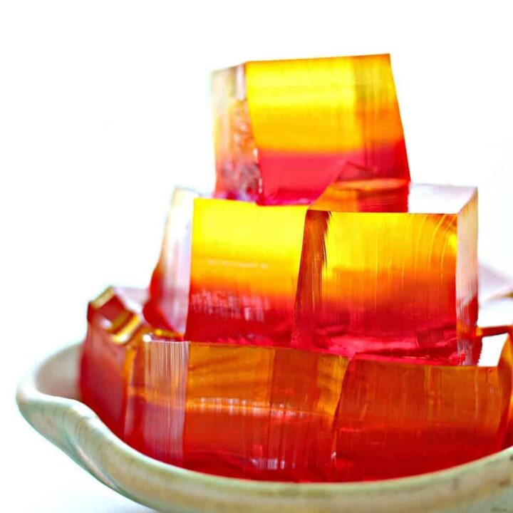 Beautiful ombre finger jello on a plate