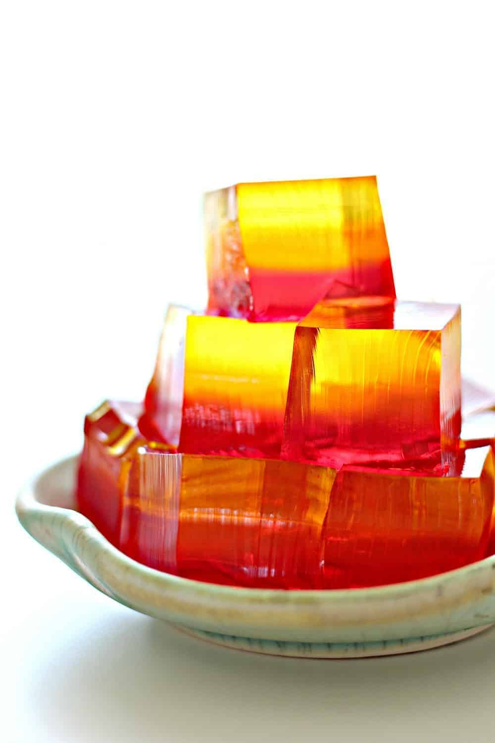 Beautiful ombre finger jello on a plate