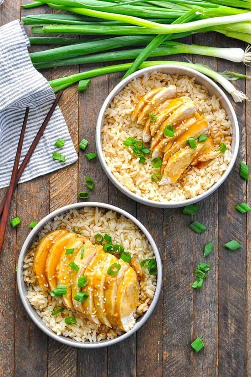 Instant Pot Chinese chicken recipe in a bowl on a table